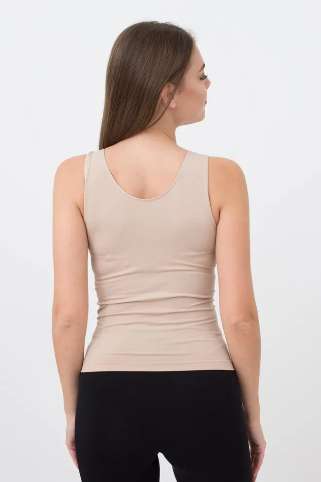 Бесшовная майка на широких бретелях Canotta scollo tondo Giulia (naturale)
