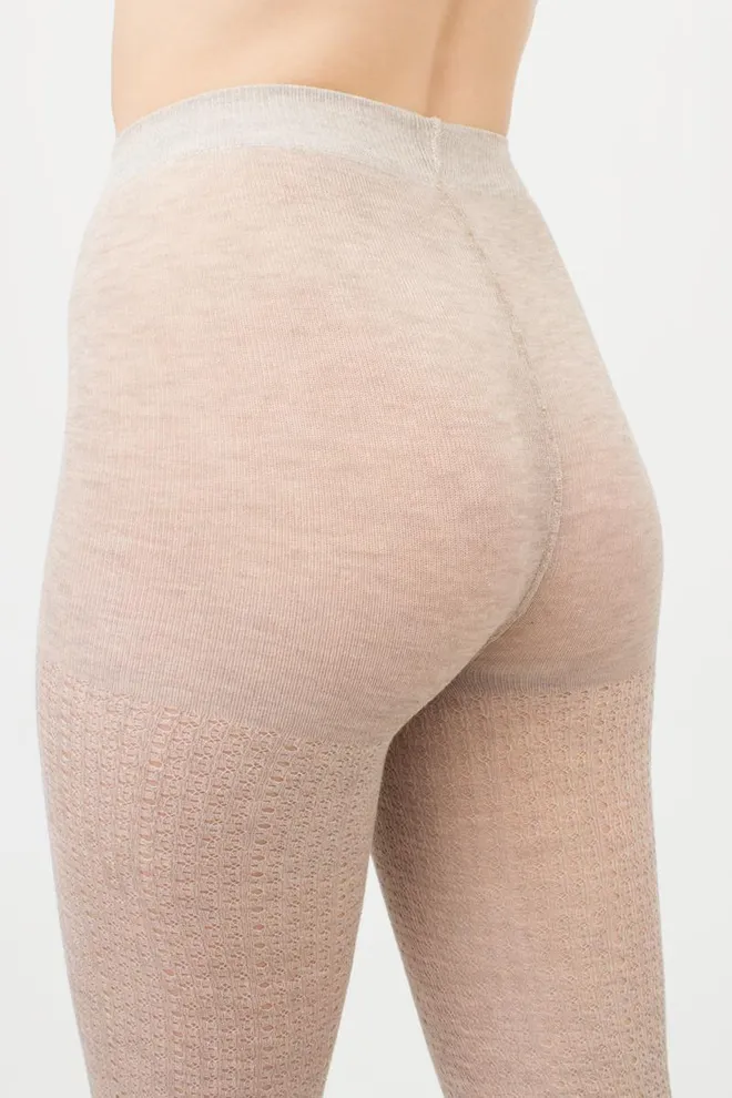 Колготки теплые с узором Cashmere Fashion Net 120 den model 4 Giulia (sand)