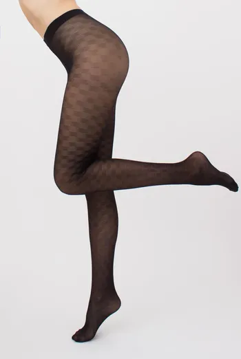 Колготки в шахматну клітинку Chess cell 40 den model 1 Giulia (nero) Колготки в шахматну клітинку Chess cell 40 den model 1 Giulia (nero)