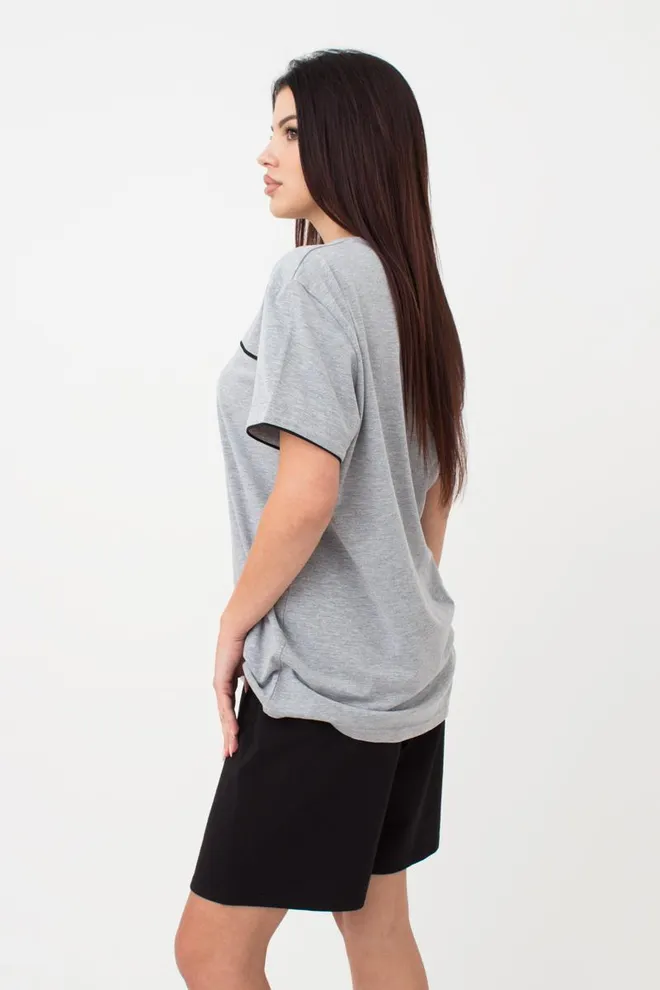 Женская хлопковая пижама Comfort life 9602/010 Giulia (grey melange/black)