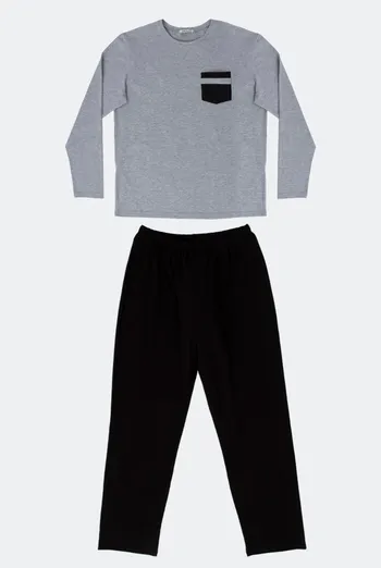 Піжама чоловіча бавовняна комплект кофта і штани Comfort Life 9901/010 Giulia (light grey melange/black) Піжама чоловіча бавовняна комплект кофта і штани Comfort Life 9901/010 Giulia (light grey melange/black)