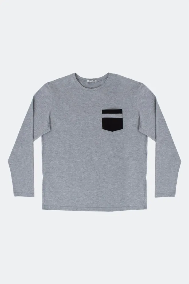 Пижама мужская хлопковая комплект кофта и штаны Comfort Life 9901/010 Giulia (light grey melange/black)