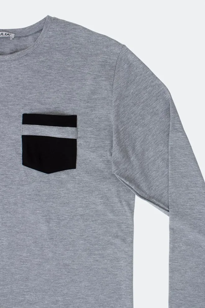 Пижама мужская хлопковая комплект кофта и штаны Comfort Life 9901/010 Giulia (light grey melange/black)