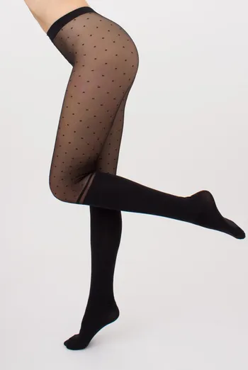 Колготки в горох з імітацією гольф Crazy daisy 20 den model 1 Giulia (nero) Колготки в горох з імітацією гольф Crazy daisy 20 den model 1 Giulia (nero)