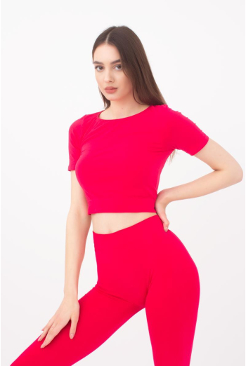 Топ з коротким рукавом та круглим вирізом Crop t-shirt Giulia (raspberry sorbet)