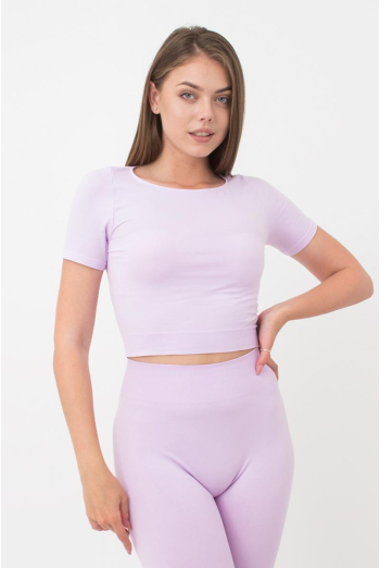 Топ з коротким рукавом та круглим вирізом Crop t-shirt Giulia (orchid bloom), фіолетовий
