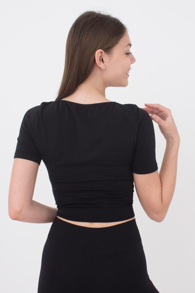 Топ з коротким рукавом та круглим вирізом Crop t-shirt Giulia (nero), чорний