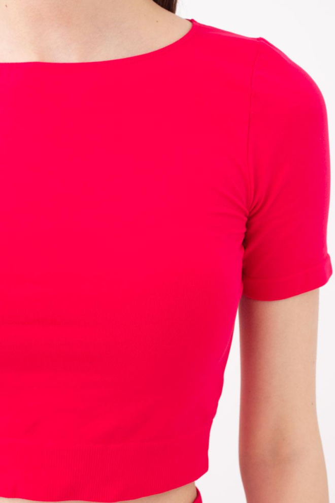 Топ з коротким рукавом та круглим вирізом Crop t-shirt Giulia (raspberry sorbet)