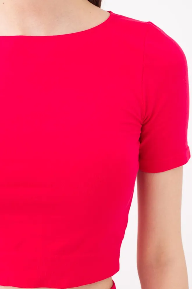 Топ з коротким рукавом та круглим вирізом Crop t-shirt Giulia (raspberry sorbet)