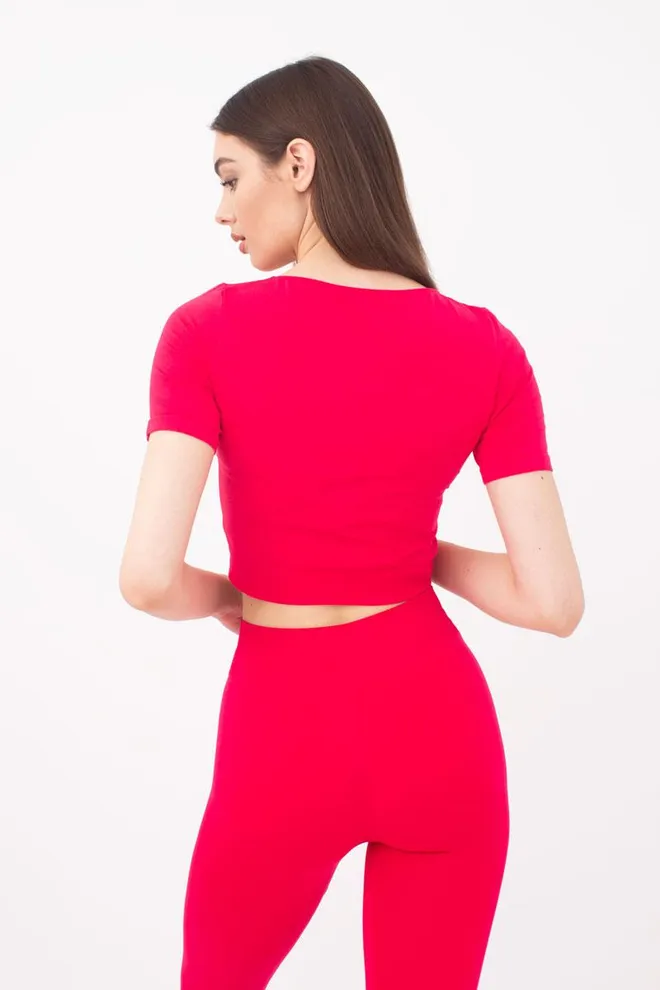 Топ з коротким рукавом та круглим вирізом Crop t-shirt Giulia (raspberry sorbet)