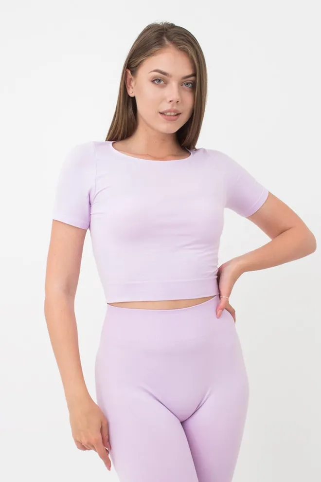 Топ з коротким рукавом та круглим вирізом Crop t-shirt Giulia (orchid bloom), фіолетовий