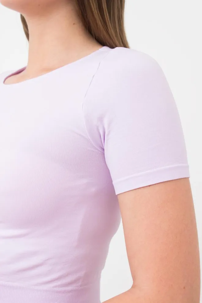 Топ з коротким рукавом та круглим вирізом Crop t-shirt Giulia (orchid bloom), фіолетовий