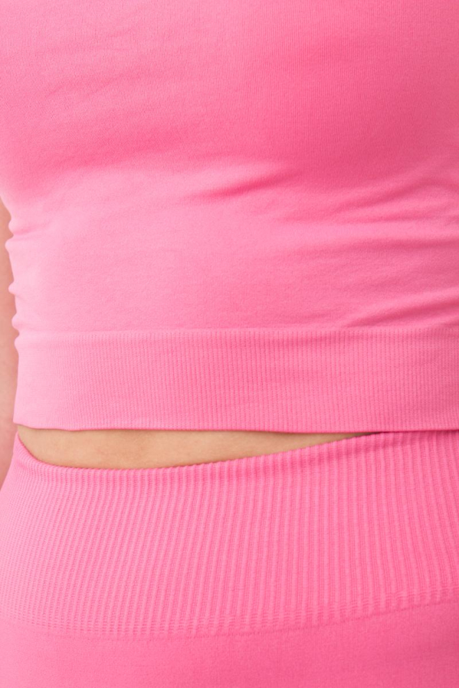 Топ с коротким рукавом и круглым вырезом Crop t-shirt Giulia (bubblegum), розовый