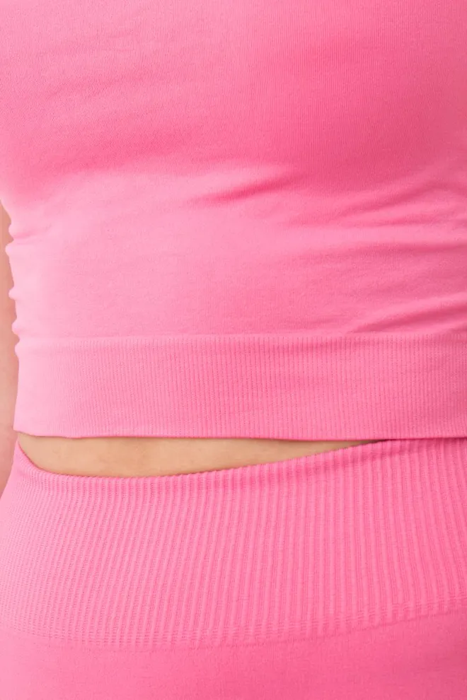 Топ з коротким рукавом та круглим вирізом Crop t-shirt Giulia (bubblegum), рожевий