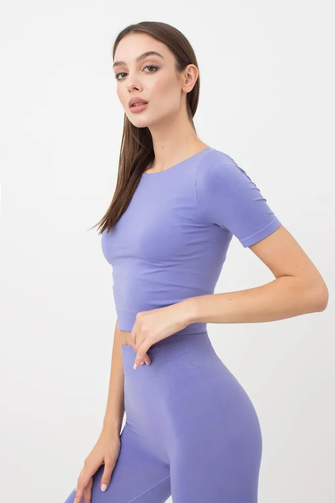 Топ з коротким рукавом та круглим вирізом Crop t-shirt Giulia (very peri), фіолетовий