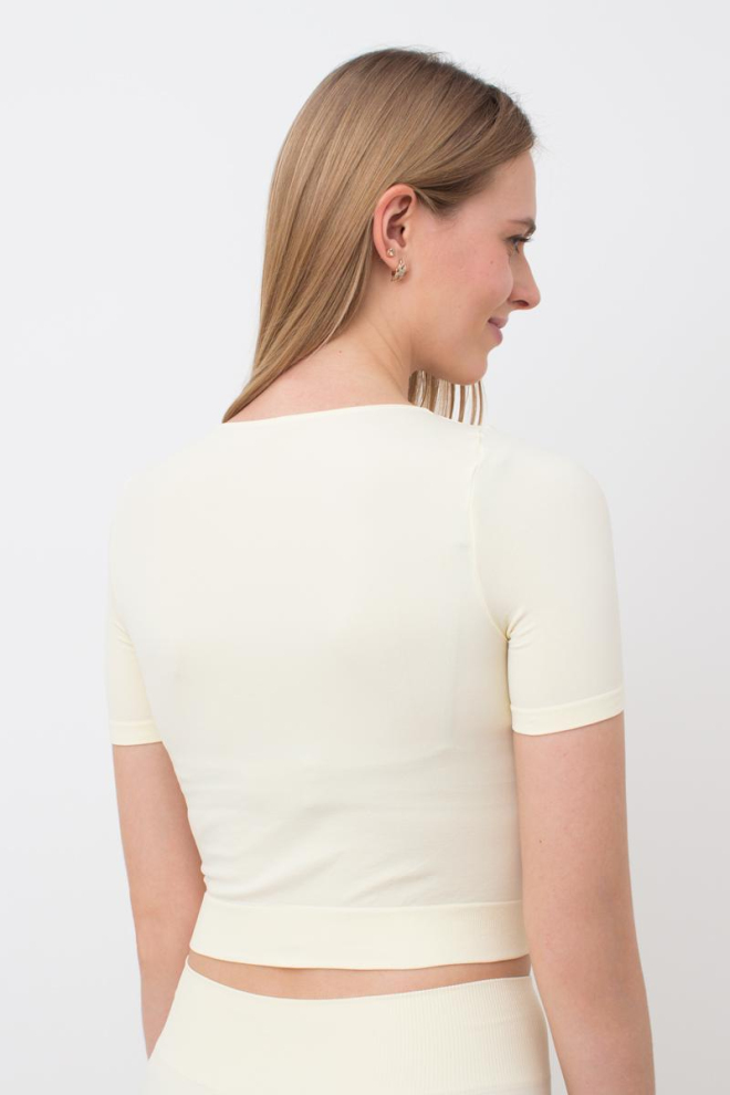 Топ з коротким рукавом та круглим вирізом Crop t-shirt Giulia (vanilla), жовтий