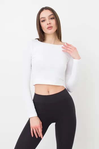 Топ укороченный с длинным рукавом CROP TOP Giulia (bianco), белый Топ укороченный с длинным рукавом CROP TOP Giulia (bianco), белый