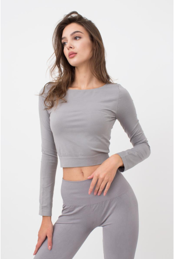 Топ укорочений з довгим рукавом CROP TOP Giulia (ultimate grey), сірий