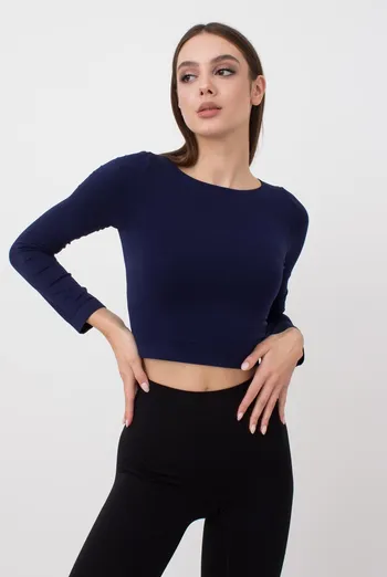 Топ укорочений з довгим рукавом CROP TOP Giulia (rhodonite), синій Топ укорочений з довгим рукавом CROP TOP Giulia (rhodonite), синій