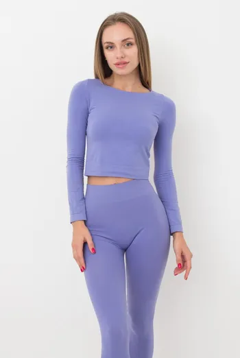 Топ укорочений з довгим рукавом CROP TOP Giulia (very peri), фіолетовий