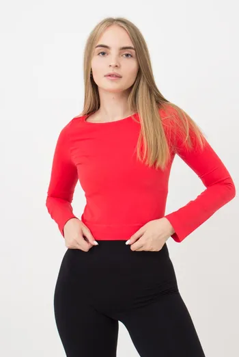Топ укорочений з довгим рукавом CROP TOP Giulia (poinciana), червоний