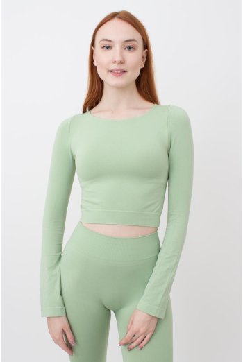 Топ укороченный с длинным рукавом CROP TOP Giulia (kohlrabi), зеленый Топ укороченный с длинным рукавом CROP TOP Giulia (kohlrabi), зеленый