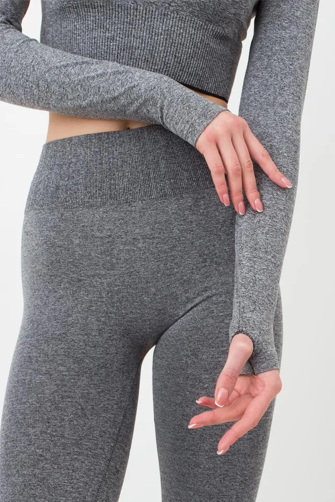 Спортивний топ вкорочений із розрізом на рукаві Crop Top Sport Melange Giulia (nero), чорний