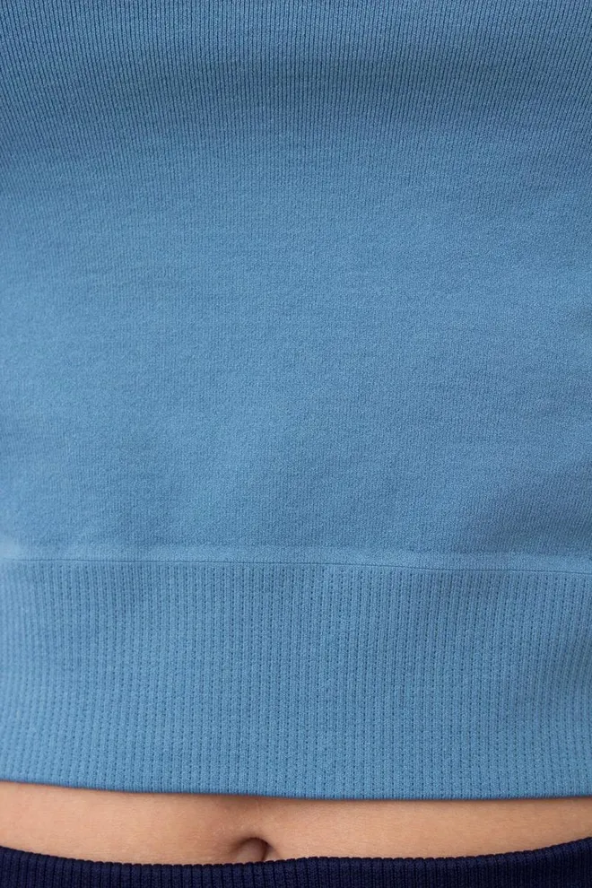 Топ укорочений з довгим рукавом CROP TOP Giulia (spring lake), блакитний