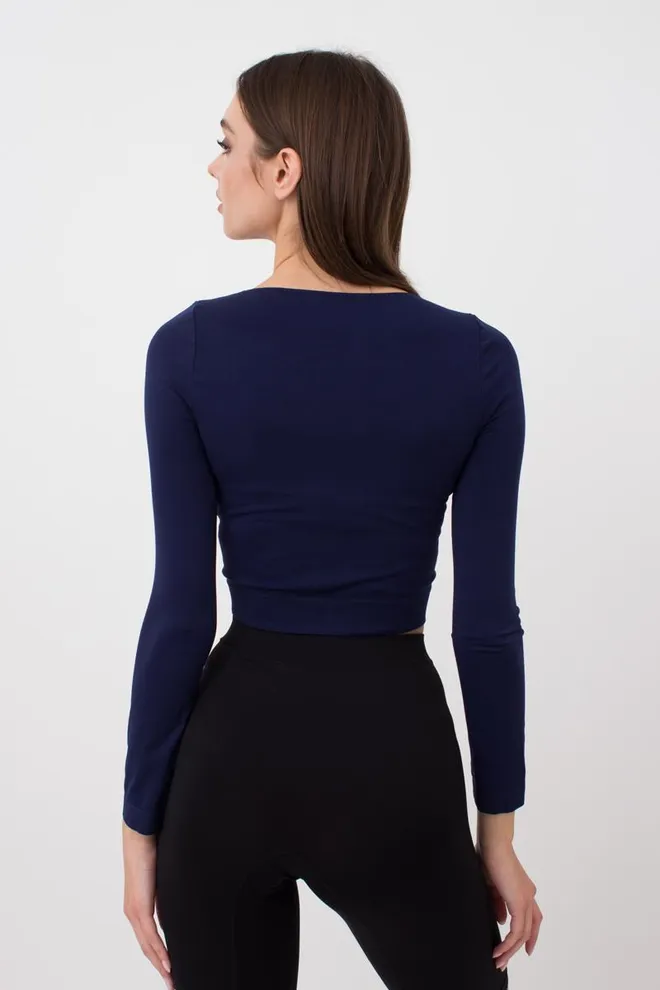 Топ укорочений з довгим рукавом CROP TOP Giulia (rhodonite), синій