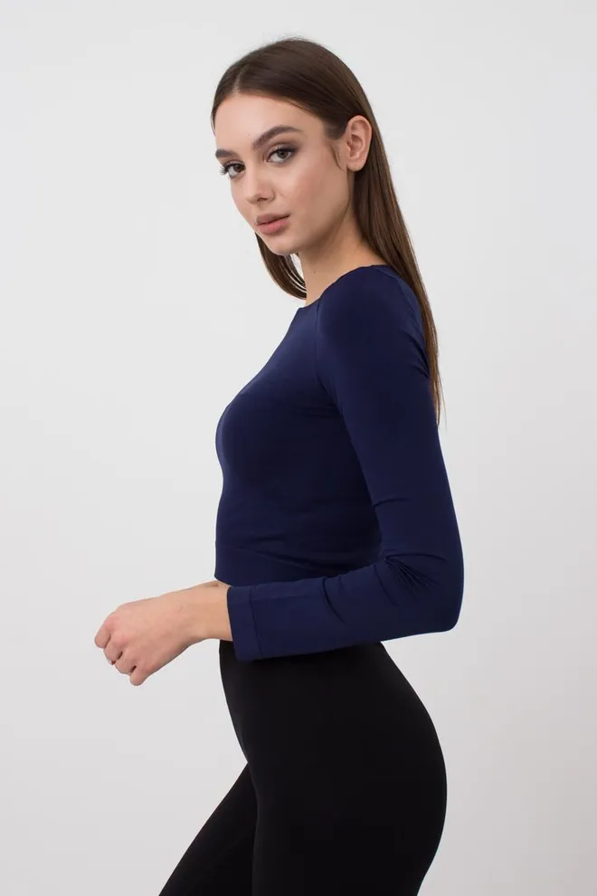 Топ укорочений з довгим рукавом CROP TOP Giulia (rhodonite), синій