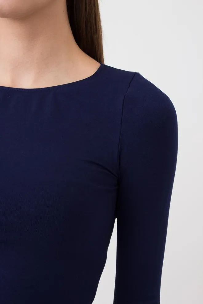 Топ укорочений з довгим рукавом CROP TOP Giulia (rhodonite), синій