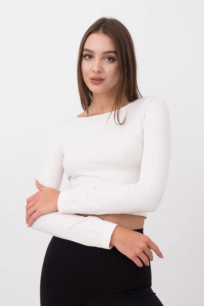 Топ укорочений з довгим рукавом CROP TOP Giulia (perfectly pale), білий