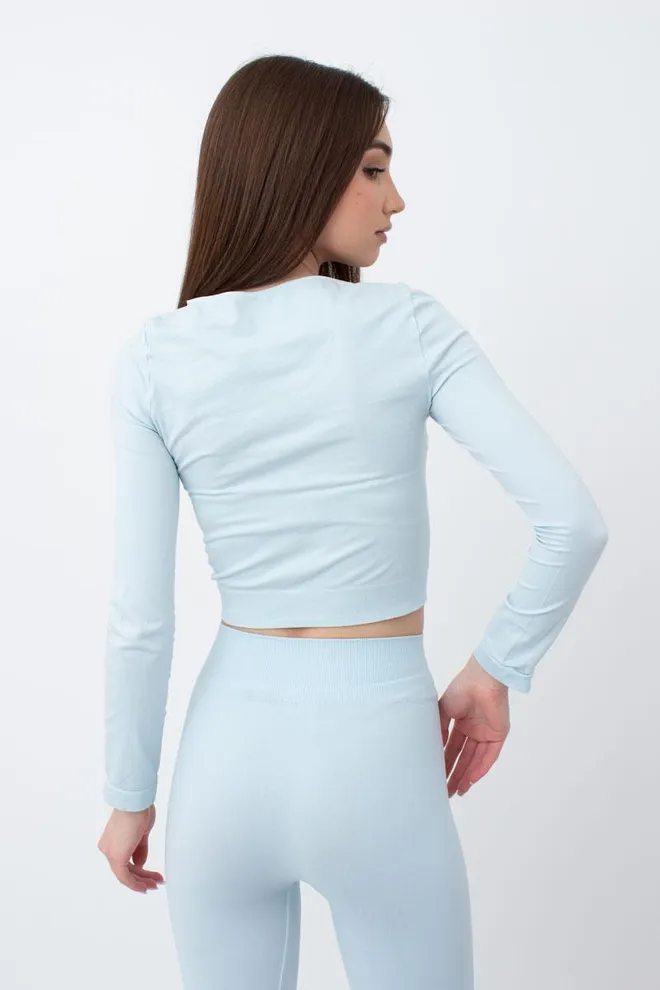 Топ укорочений з довгим рукавом CROP TOP Giulia (spun sugar), блакитний