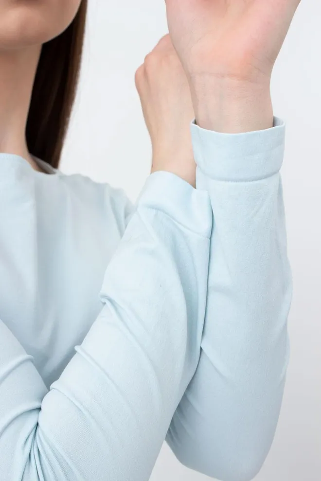 Топ укорочений з довгим рукавом CROP TOP Giulia (spun sugar), блакитний