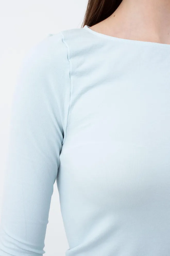 Топ укорочений з довгим рукавом CROP TOP Giulia (spun sugar), блакитний