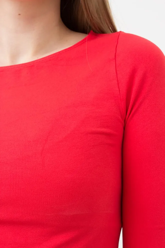 Топ укорочений з довгим рукавом CROP TOP Giulia (poinciana), червоний