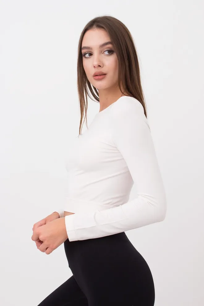 Топ укорочений з довгим рукавом CROP TOP Giulia (perfectly pale), білий