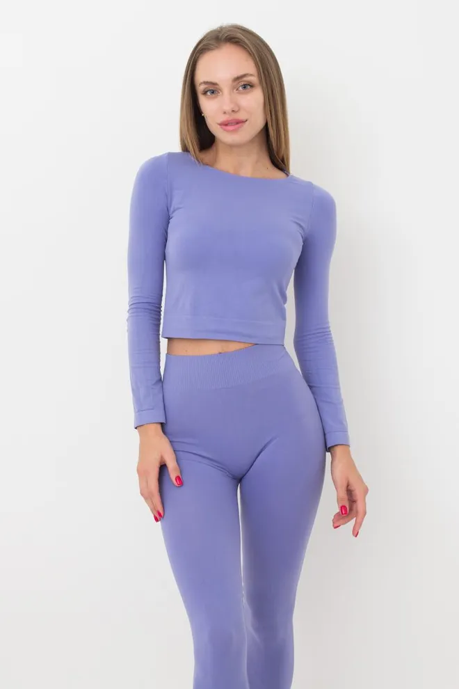 Топ укорочений з довгим рукавом CROP TOP Giulia (very peri), фіолетовий