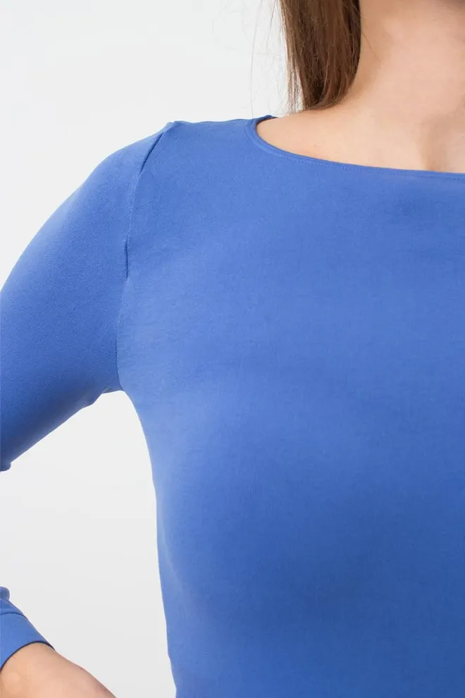 Топ укорочений з довгим рукавом CROP TOP Giulia (skydiver), синій