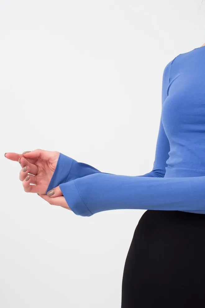 Топ укорочений з довгим рукавом CROP TOP Giulia (skydiver), синій