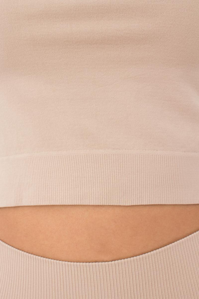 Топ укороченный с длинным рукавом CROP TOP Giulia (naturale), бежевый