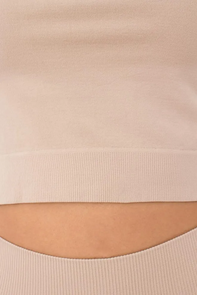 Топ укорочений з довгим рукавом CROP TOP Giulia (naturale), бежевий