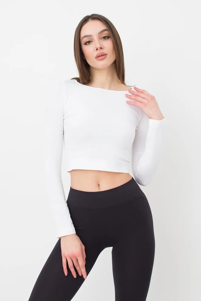 Топ укорочений з довгим рукавом CROP TOP Giulia (bianco), білий