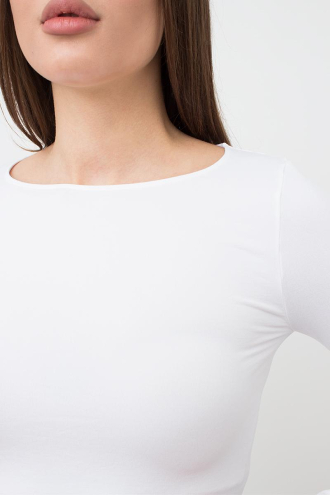 Топ укороченный с длинным рукавом CROP TOP Giulia (bianco), белый