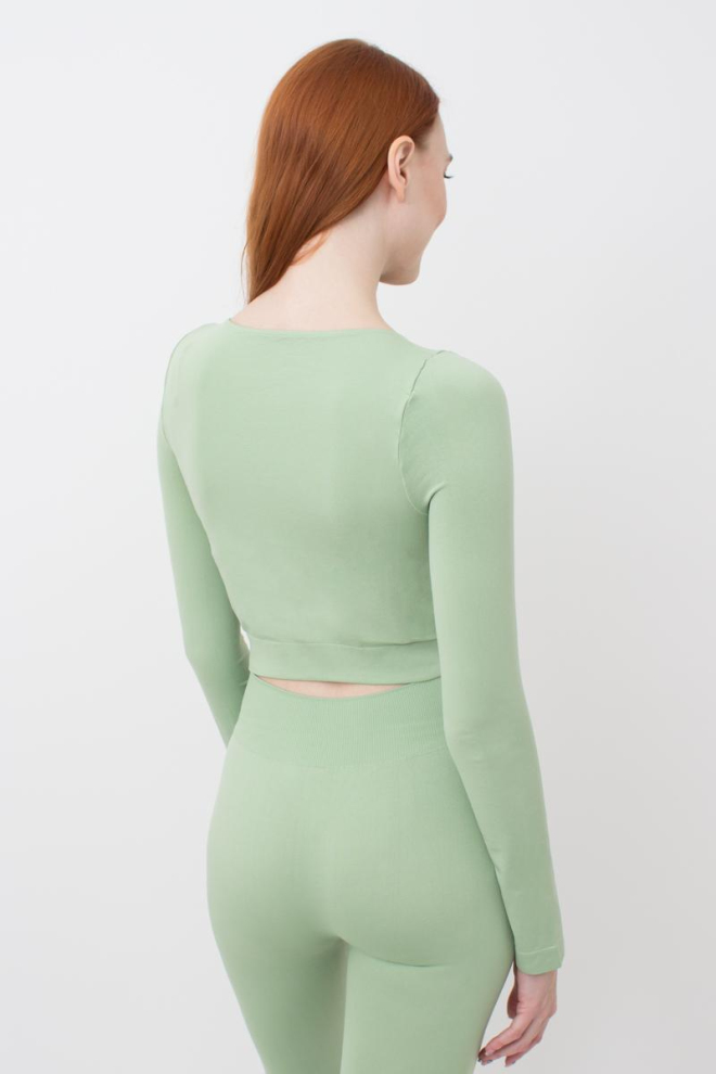 Топ укороченный с длинным рукавом CROP TOP Giulia (kohlrabi), зеленый