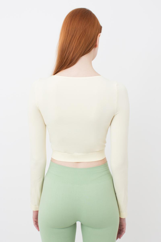 Топ укорочений з довгим рукавом CROP TOP Giulia (vanilla), жовтий
