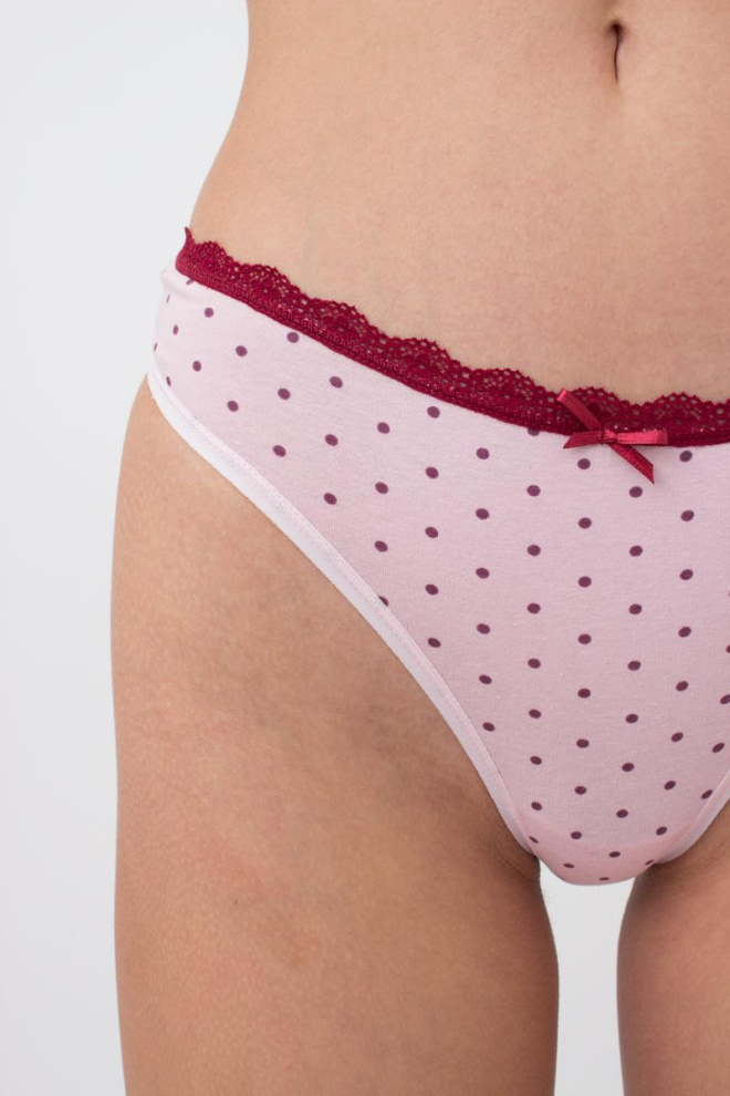 Жіночі труси стрінги Cotton print 2102/61 Giulia (pink dots)