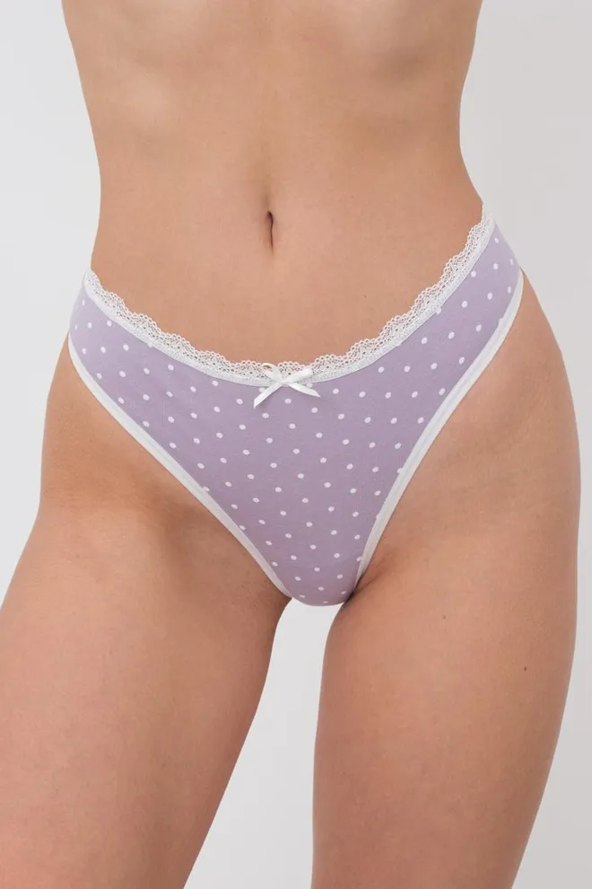 Женские трусы стринги Cotton print 2102/61 Giulia (purple dots)