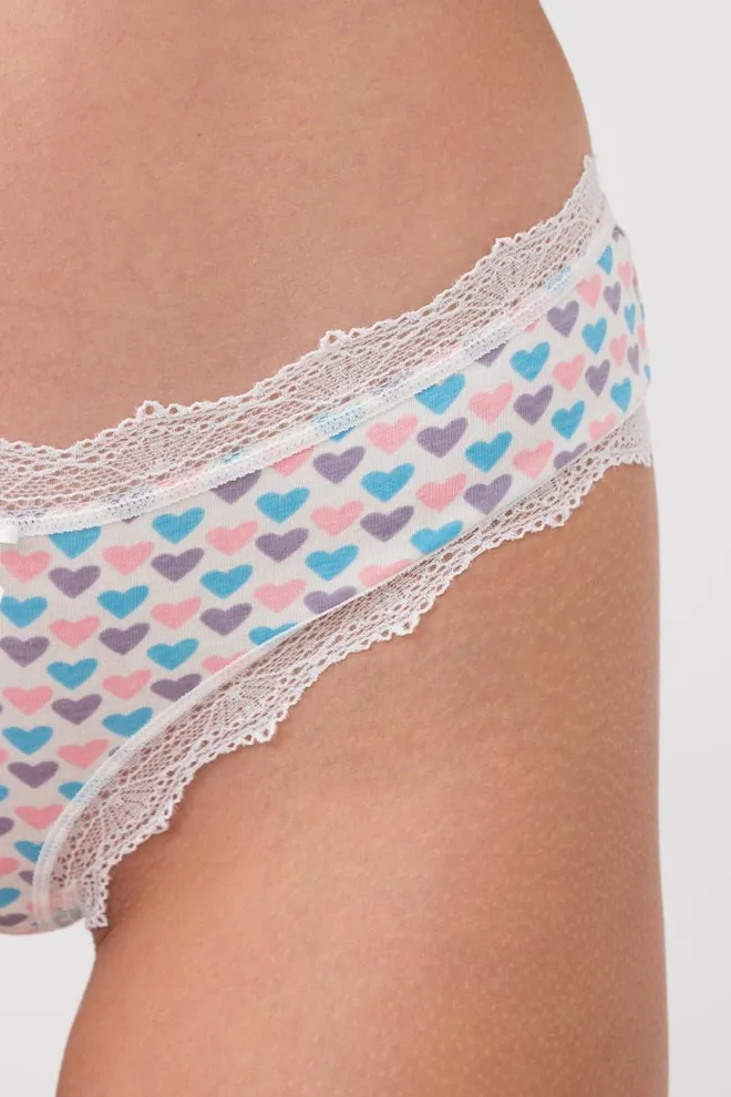 Женские трусы бразилиана Cotton print 2303/61 Giulia (milk hearts)