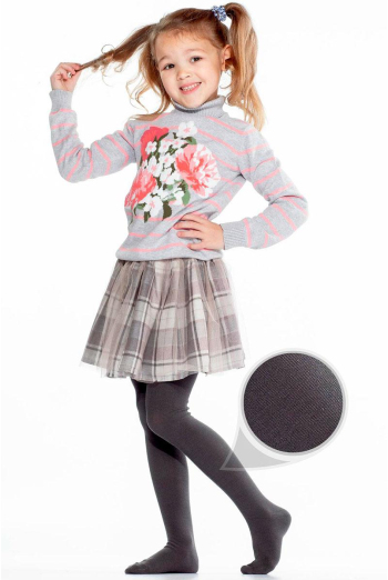 Дитячі однотонні бавовняні колготки D025 Kids Giulia (iron)